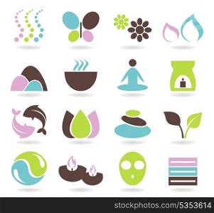 Set of icons on a theme spa. A vector illustration