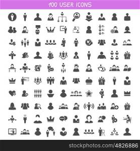 Set of icons on a theme user. A vector illustration
