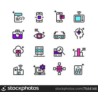 Set of icons on the Internet. Vector illustration