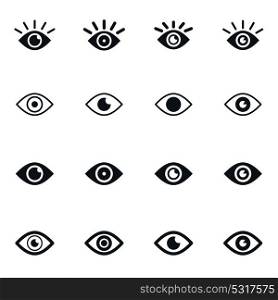 Set of icons on the topic of the eye. Vector illustration