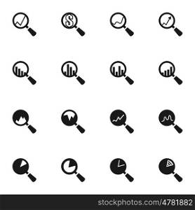 Set of icons on the topic of zoom. Vector illustration