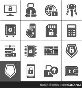 Set of icons protection the lock. A vector illustration