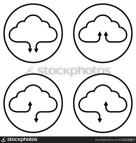Set of icons service cloud data storage, vector simple icons download and upload data