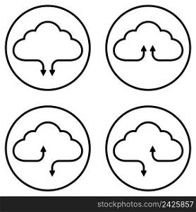 Set of icons service cloud data storage, vector simple icons download and upload data