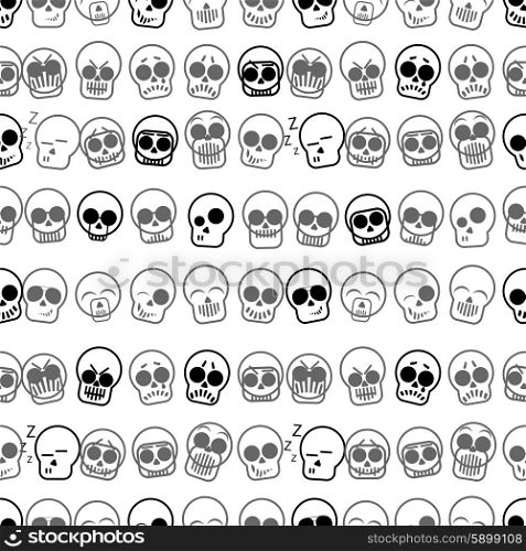Set of icons skull illustration. Vector seamless pattern.. Set of icons skull illustration. Vector seamless pattern