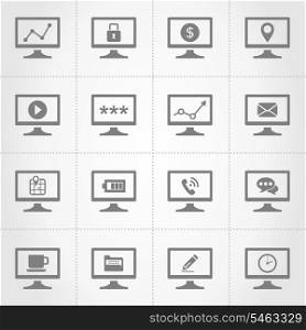 Set of icons the computer monitor. A vector illustration
