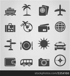 Set of icons travel. A vector illustration