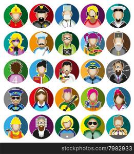 Set of icons with people profession. Vector illustration