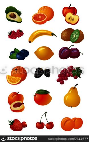 set of illustration of various fresh fruits. various fresh fruits