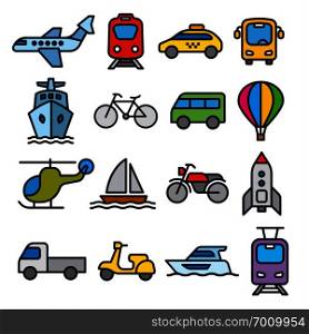 set of illustrations for concept icons of transport. transport icons