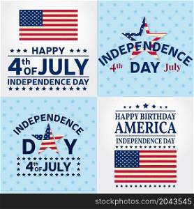 Set of Independence day greeting cards, flyers. Independence day posters. Patriotic banner for website template. Vector illustration.