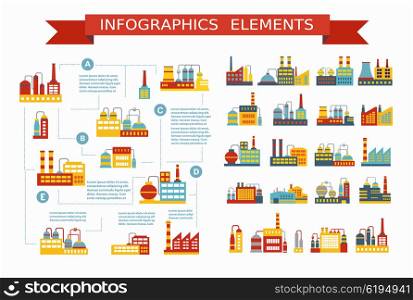 Set of industrial and residential buildings and structures for the construction and design and design presentations infographics. design presentations