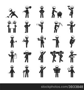 Set of Industrial contractors workers people , Human pictogram Icons , eps10 vector format