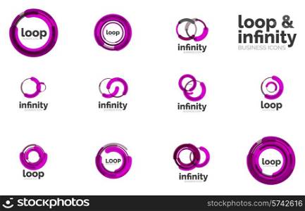 Set of infinity and loop business logos, large collection