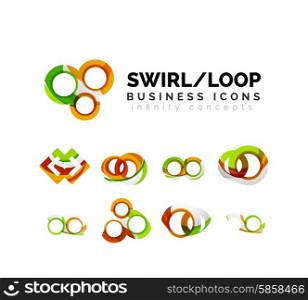Set of infinity concepts, loop logo designs. Modern color flowing wave design on white