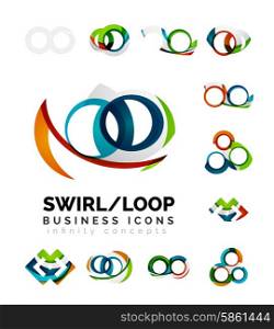 Set of infinity concepts, loop logo designs. Modern color flowing wave design on white