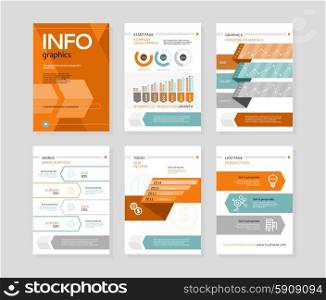 Set of infographic business brochures banners. Modern stylized graphics for data visualization. Can be used for web banners, marketing and promotional materials, flyers, presentation templates