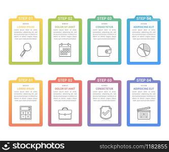 Set of infographic elements with numbers, line icons and place for your text, can be used as workflow, process, steps or options, soft color gradients, vector eps10 illustration. Infographic Elements with Numbers