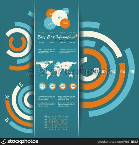 Set of Infographic Elements. World Map and Information Graphics