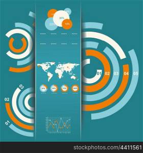 Set of Infographic Elements. World Map and Information Graphics