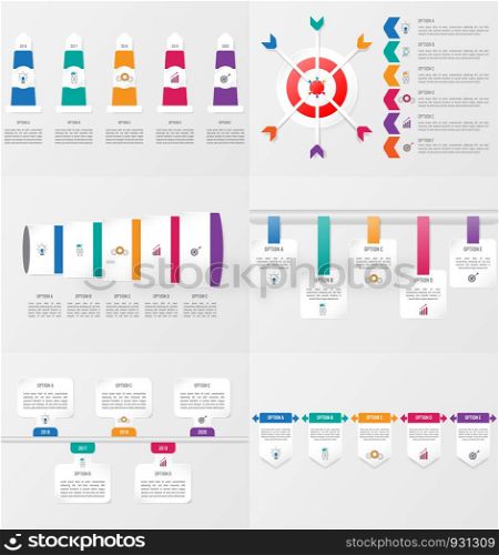 Set of infographics element template with options.