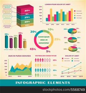Set of infographics elements for reports and presentations vector illustration