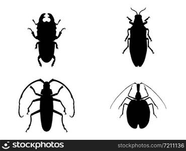 Set of insect silouettes isolated on white. Vector illustration isolated on white