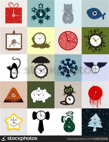 Set of interesting hours. A vector illustration