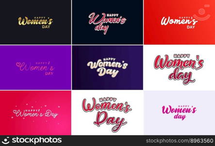 Set of International Women&rsquo;s Day cards with a logo and a gradient color scheme