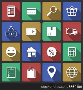 Set of internet shopping icons for search purchase and delivery vector illustration