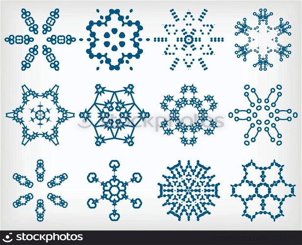 Set of isolated snowflakes for Christmas decor