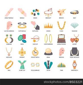 Set of jewellery thin line icons for any web and app project.