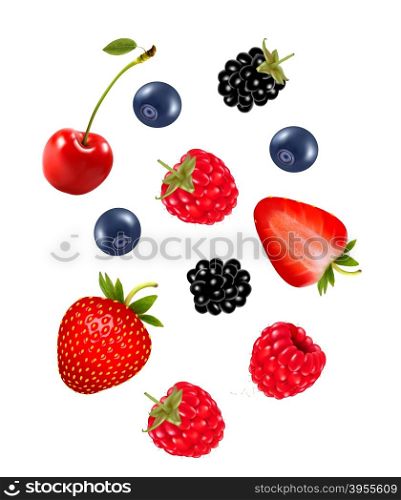 Set of juicy berries. Vector.