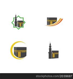 set of Kaaba Mecca Symbol Logo Illustration design template
