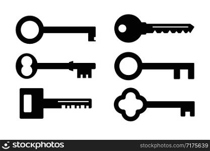 Set of key icons or templates. House collections of key. Retro keys. Lock elements. EPS 10. Set of key icons or templates. House collections of key. Retro keys. Lock elements.