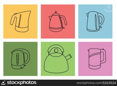 Set of Kitchen appliances. Electric kettle. Vector Illustration. EPS10. Set of Kitchen appliances. Electric kettle. Vector Illustration.
