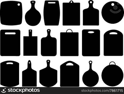 Set of kitchen cutting boards isolated on white
