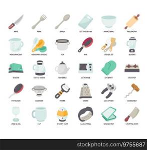 Set of Kitchen thin line icons for any web and app project.
