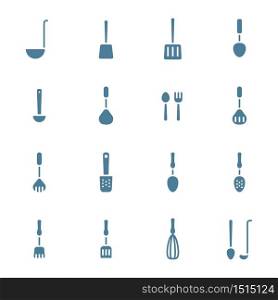 set of kitchen tools ladle icons simple flat design vector illustration