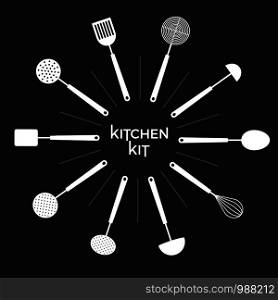 Set of kitchen utensil. Mock up. Vector icon set