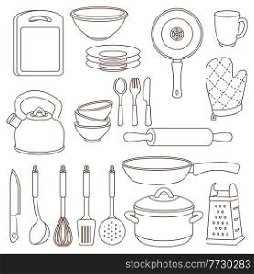 Set of kitchen utensils. Cooking equipment for home and restaurant.. Set of kitchen utensils. Cooking tools for home and restaurant.