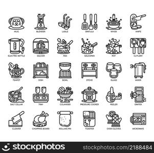 Set of Kitchenware thin line icons for any web and app project.