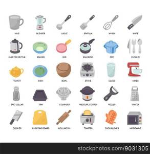 Set of Kitchenware thin line icons for any web and app project.