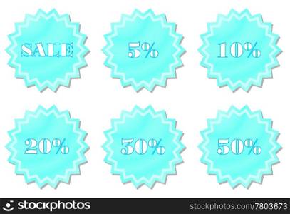 Set of labels for the discount. Vector illustration. Isolated on white background.