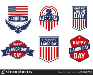 Set of Labor Day vector greeting card ,badge and labels. Design element in vector.