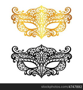 Set of lace carnival venetian masks on white background. Set of lace carnival venetian masks on white background.