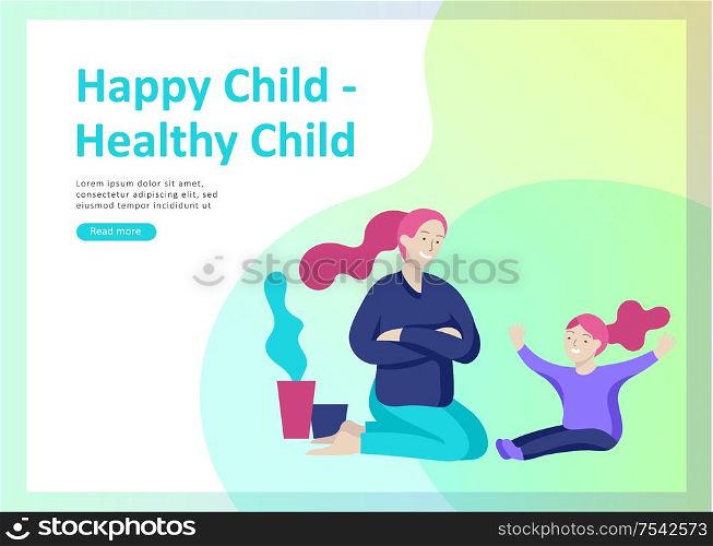 Set of Landing page templates for happy mothers day, child health care, happy childhood and children, goods and entertainment for mother with children. Parent with daughter or son have fun togethers. Set of Landing page templates for happy mothers day, child health care, happy childhood and children, goods and entertainment for mother with children. Parent with daughter or son have fun
