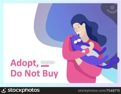 Set of Landing Page Templates with Vector Symbol. Happy people with their pets, a cat loves its owners, care and love, a pet shop and a veterinary pharmacy. Animal Day and adoption. Vector illustration. Set of Landing Page Templates with Vector Symbol. Happy people with their pets, a cat loves its owners
