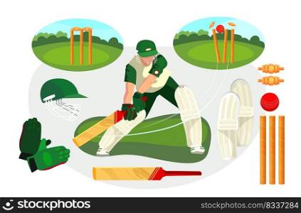 Set of lapta game actions. Player, batting, competition. Can be used for topics like leisure, ball game, activity
