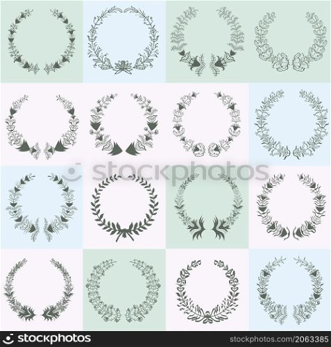 Set of laurel wreaths Vector illustration